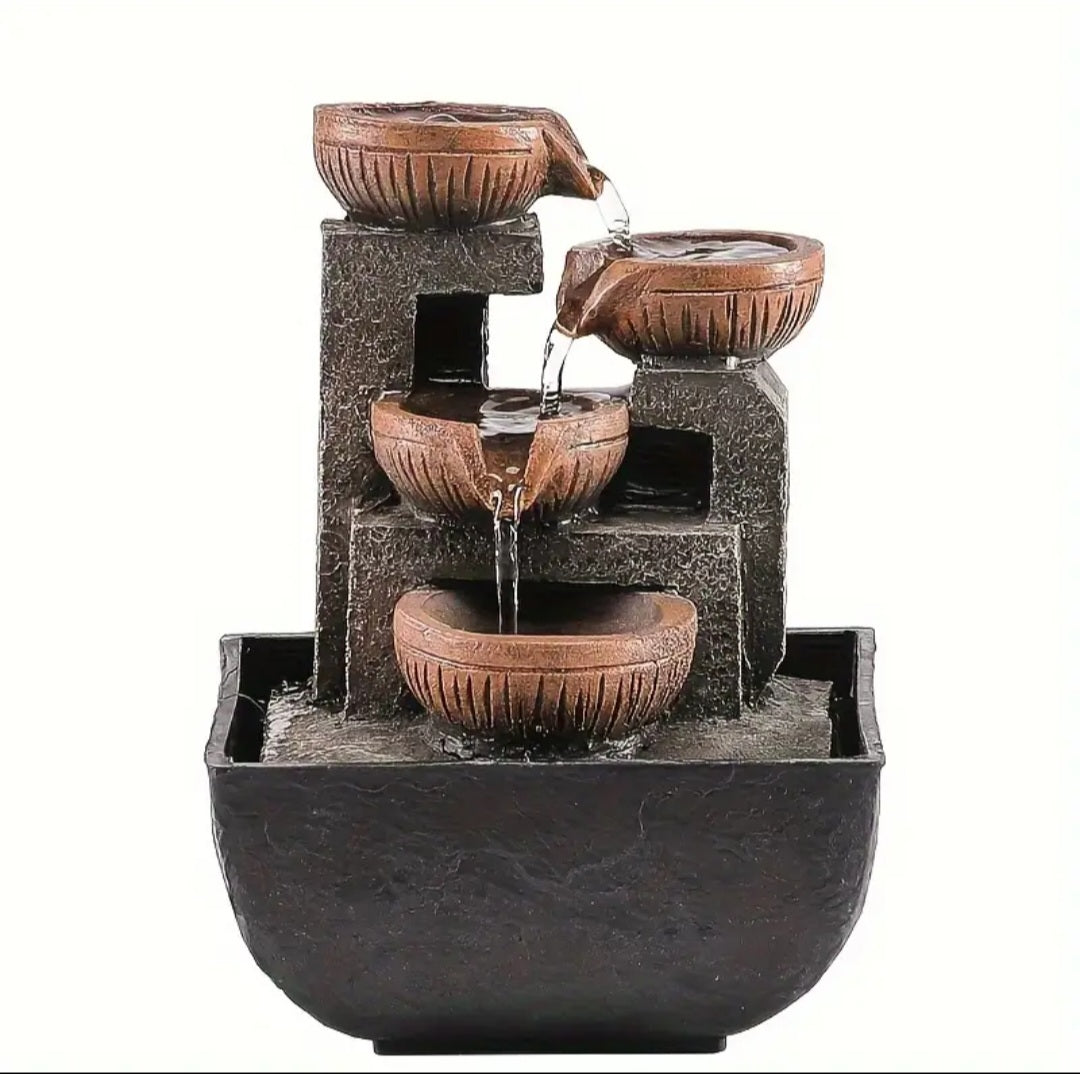 Cascading Ceramic-Style Tabletop Water Fountain
