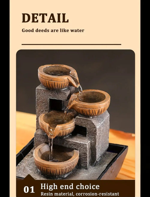 Cascading Ceramic-Style Tabletop Water Fountain