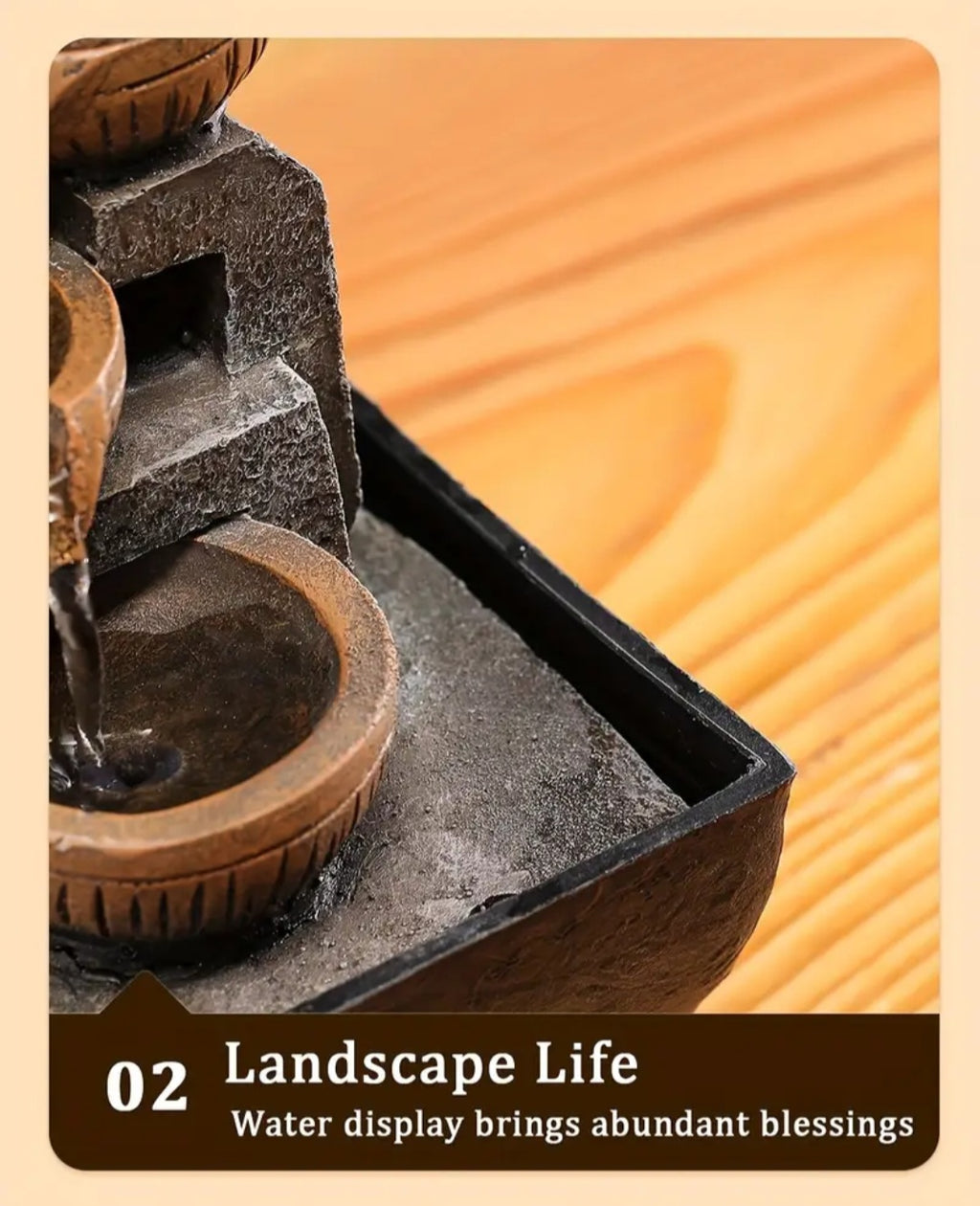 Cascading Ceramic-Style Tabletop Water Fountain