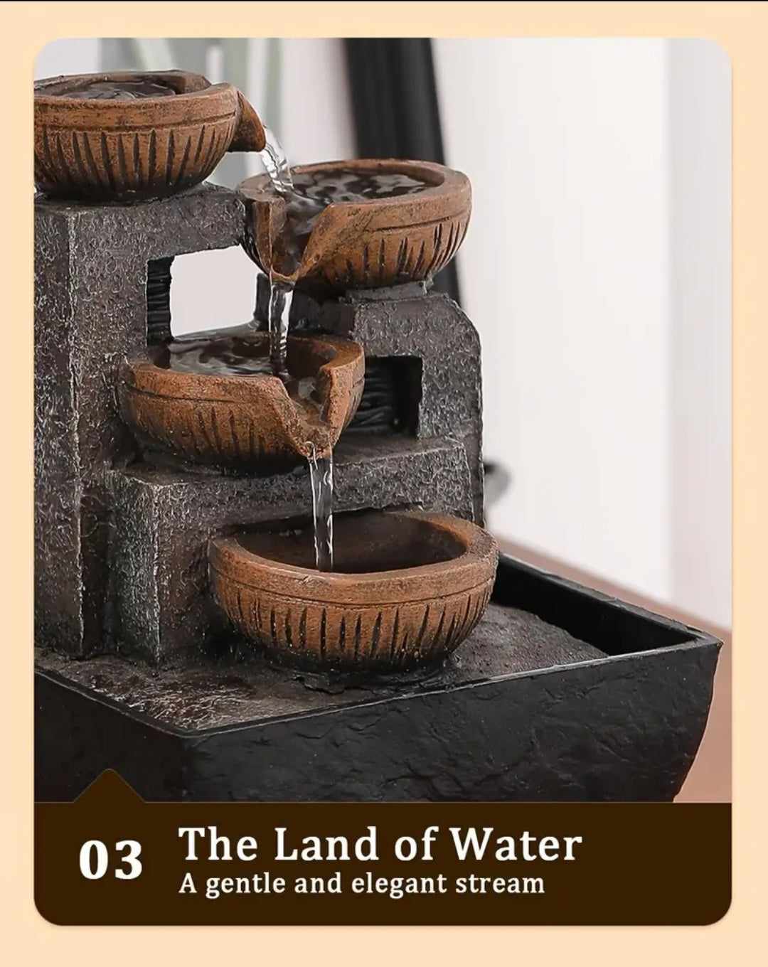 Cascading Ceramic-Style Tabletop Water Fountain